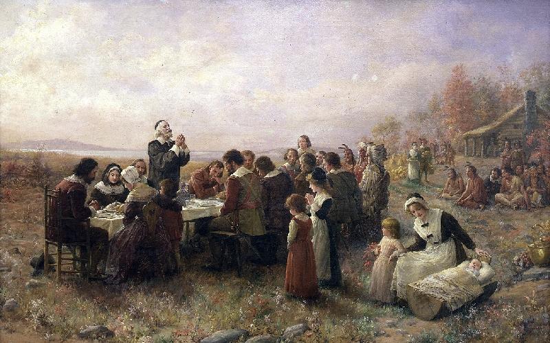 Jennie A. Brownscombe The First Thanksgiving at Plymouth oil painting image